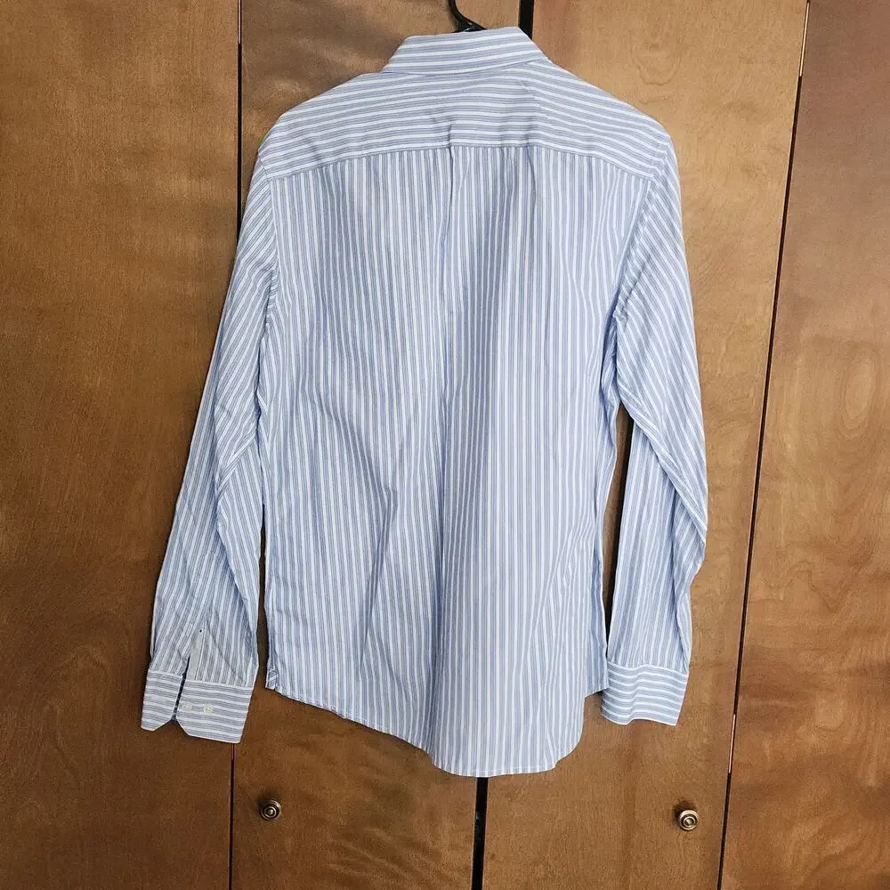 Banana‎ Republic Mens Slim Fit Blue White Stripe Button Down Dress Shirt M